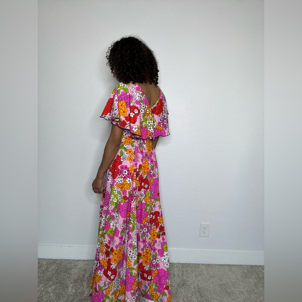 70's Vintage Neon Paisley Party Dress - Picture 7 of 14